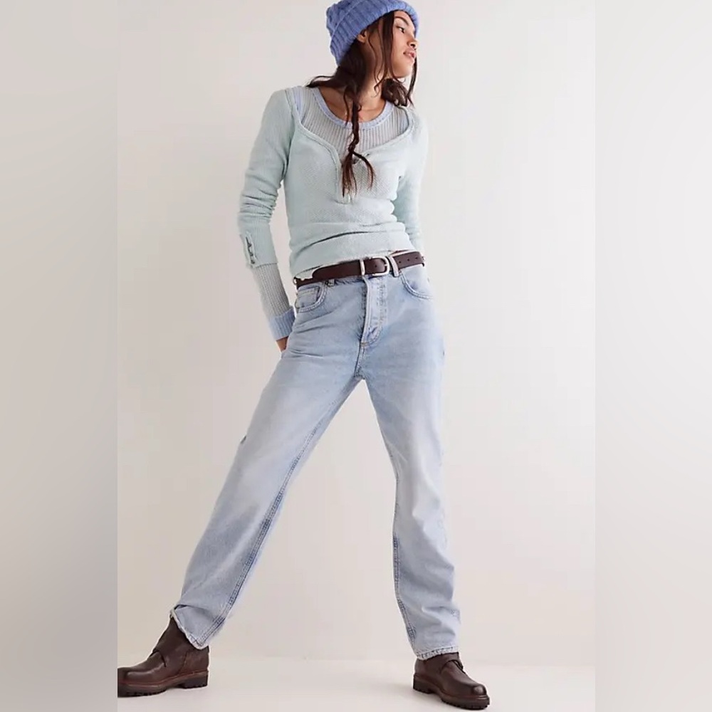 Free People We The Free Zane Relaxed Slim Jeans. NWT. Agean